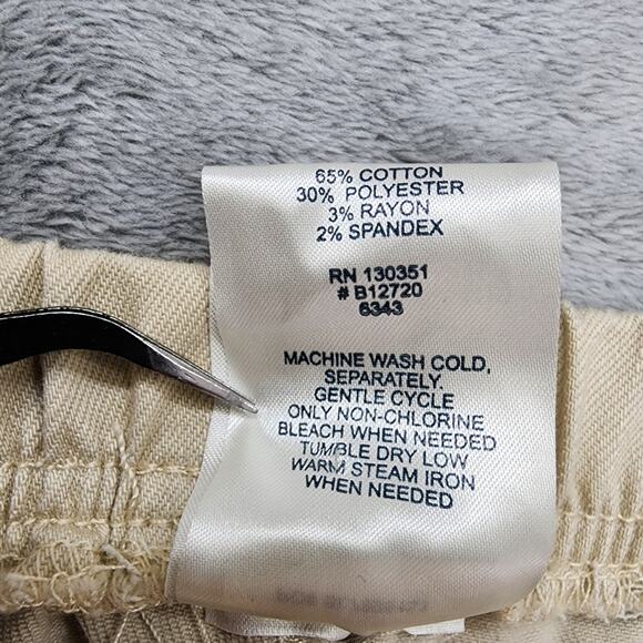 Blair Pants Womens L Tan Khaki Pull On Crop Capri Criss Cross Cutout Hem Casual - Picture 5 of 10